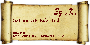 Sztancsik Kálmán névjegykártya